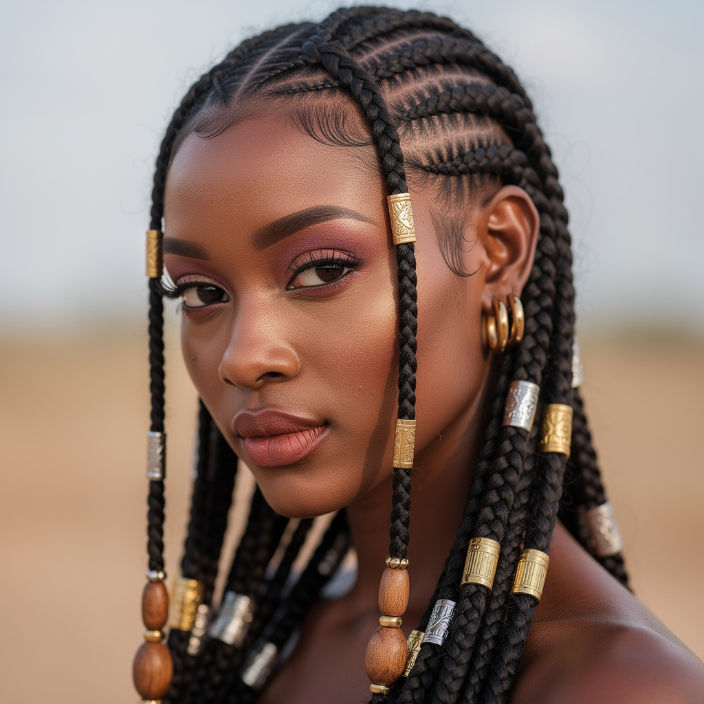 Cornrows avec Braids miniature 2
